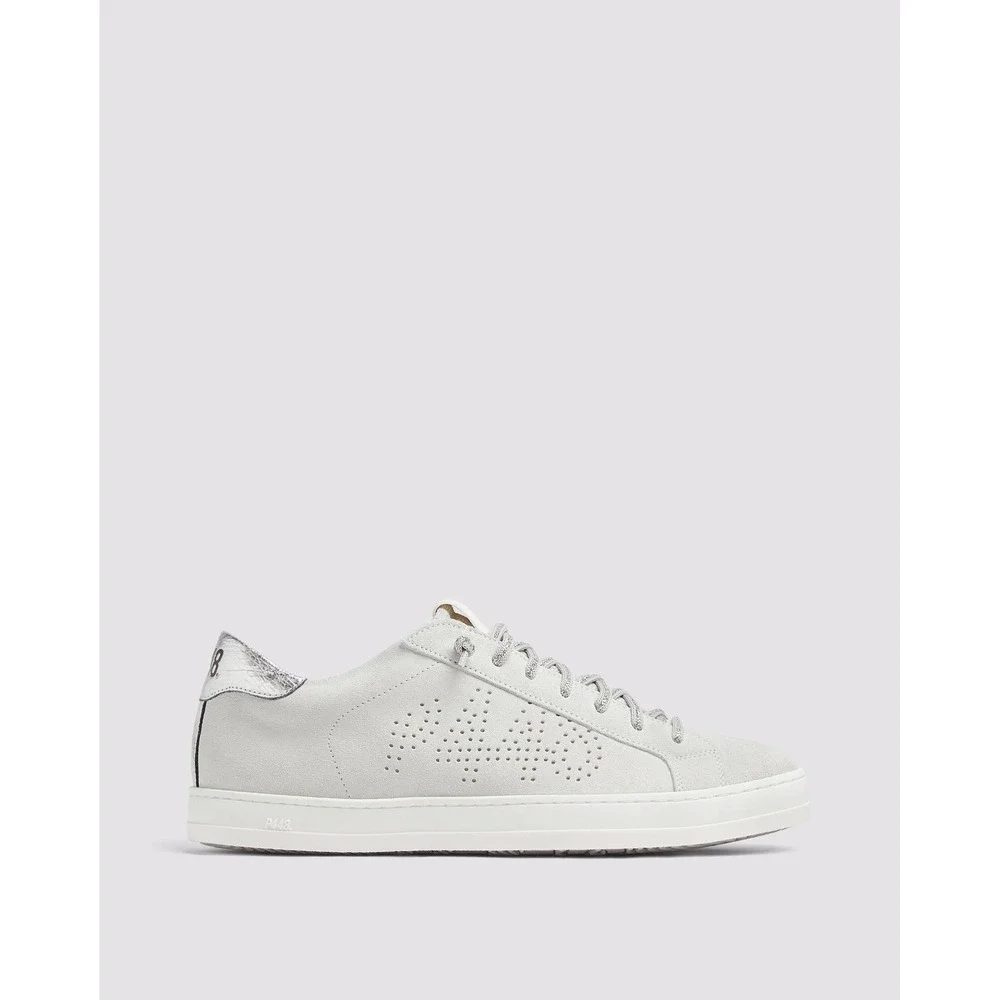 P448 John Off-White Silver Suede Low Top Sneakers Made in Italy 39‎ / 9